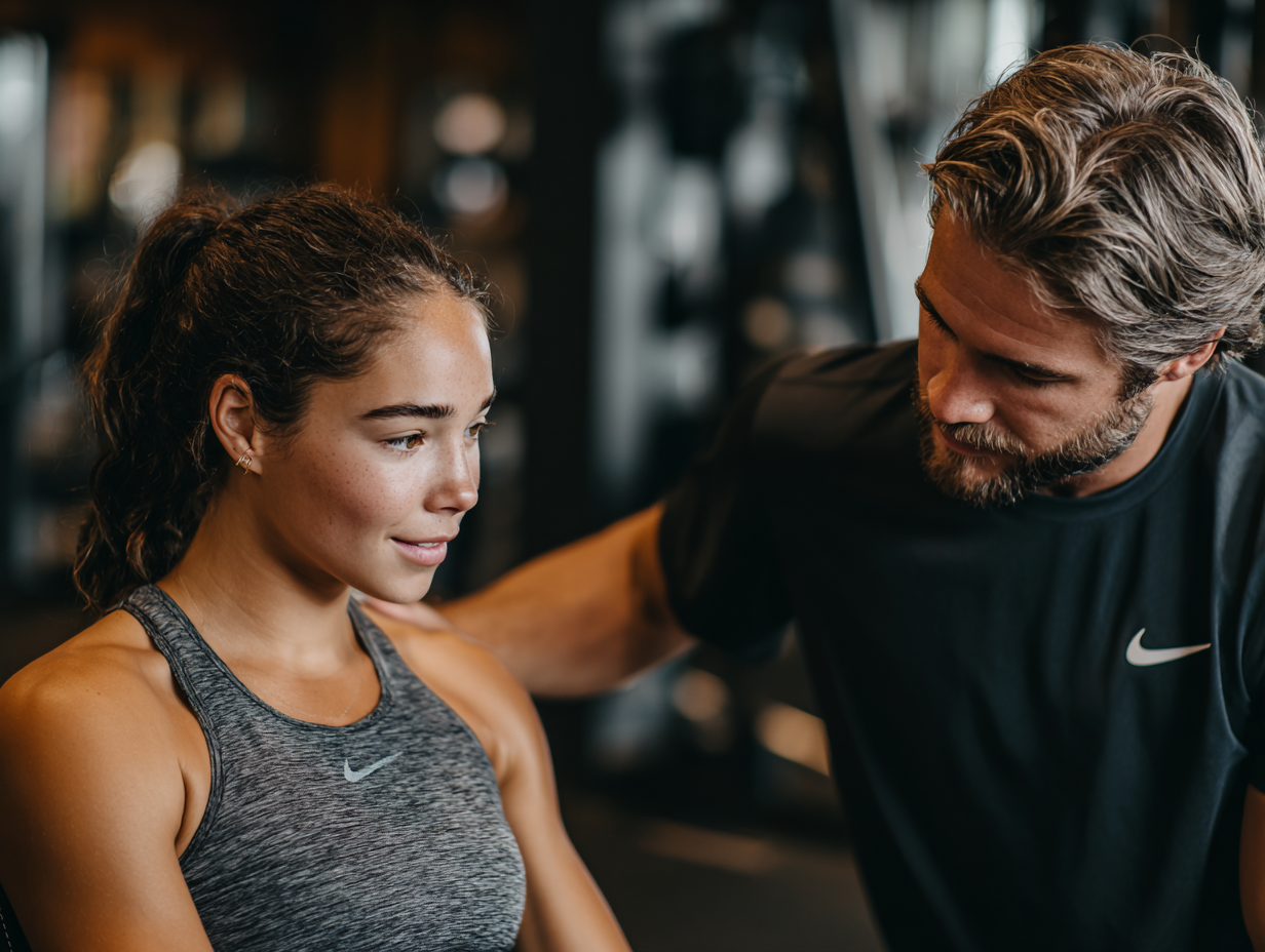 Персональний тренер працює з клієнтом